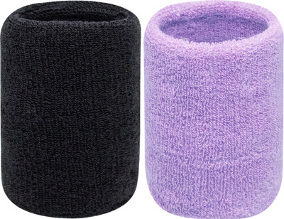 Neska Moda Cotton Wrist Band Fitness Band(Black, Purple, Pack of 2)