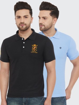 The Million Club Solid Men Polo Neck Black T-Shirt