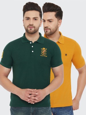 The Million Club Solid Men Polo Neck Green T-Shirt