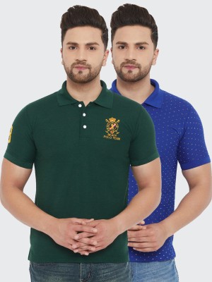 The Million Club Solid Men Polo Neck Green T-Shirt