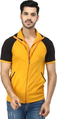 Black Collection Colorblock Men Polo Neck Gold, Black T-Shirt