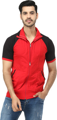Black Collection Colorblock Men Polo Neck Red, Black T-Shirt