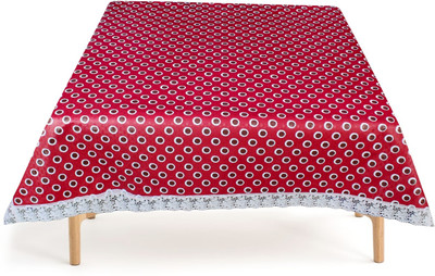 The Furnishing Tree Polka 4 Seater Table Cover(Red, PVC)