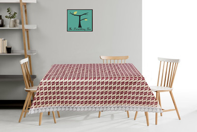 The Furnishing Tree Printed 4 Seater Table Cover(Red, PVC)