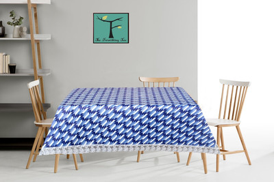 The Furnishing Tree Self Design 8 Seater Table Cover(Blue, PVC)