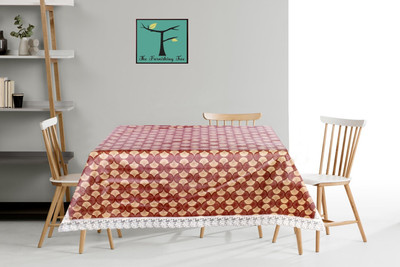 The Furnishing Tree Printed 8 Seater Table Cover(Red, PVC)