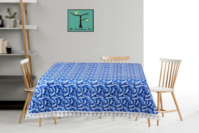 The Furnishing Tree Printed 8 Seater Table Cover(Blue, PVC)