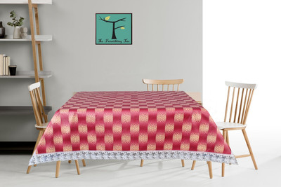 The Furnishing Tree Printed 8 Seater Table Cover(Red, PVC)