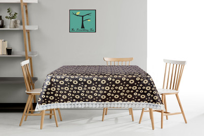 The Furnishing Tree Printed 4 Seater Table Cover(Black, PVC)