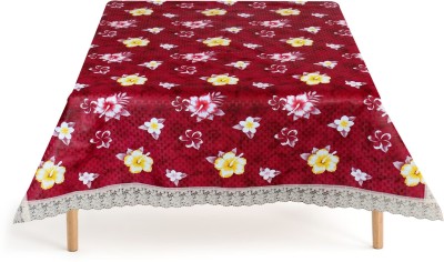 The Furnishing Tree Floral 4 Seater Table Cover(Red, PVC)