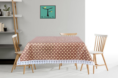 The Furnishing Tree Printed 6 Seater Table Cover(Brown, PVC)