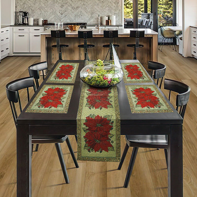 PRAKARTIK Red, Green 180 cm Table Runner(Cotton)