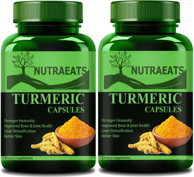 NutraEats Premium Turmeric Curcumin Capsules Supplement Anti-Inflammatory (Pack Of 2) Pro(2 x 60 No)