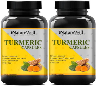 Naturewell TURMERIC CURCUMIN Capsules (Pack Of 2) Premium(2 x 60 No)