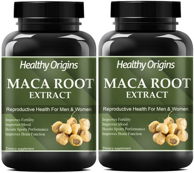 Healthy Origins Maca Root Extract Capsules for RePremiumductive Health (Pack Of 2) Premium(2 x 60 No)