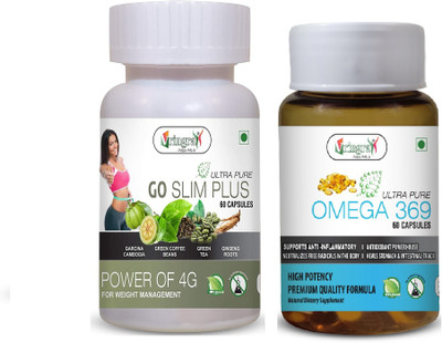 Vringra U Omega & Go Slim Capsules-Flax Seed Oil Extract-Fat Burner-Weight Reduction(Combo(2 x 60 Tablets)