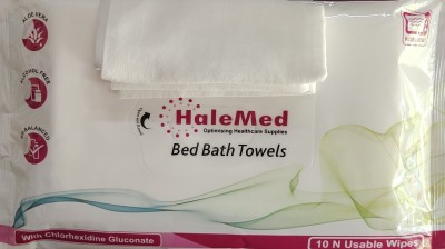 HaleMed Bed Bath Towels 32x32mm Pack of 10 Wipes Per Packet, Pack Of 3,TOTAL 30 WIPES(30 Wipes)