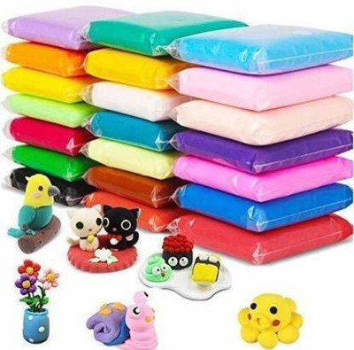 SARASI Ultra-Light Multicolour DIY Non-Toxic Modeling Magic Fluffy Foam Bouncing Clay Putty Kit for Kids with Tools (Pack of 24 CLAY) [4 TOOLS]