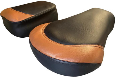 KOHLI BULLET ACCESSORIES Seat Cover Fancy Black / Tan For Royal Enfield Classic Classic Chrome Single Bike Seat Cover For Royal Enfield Classic Desert Storm, Classic 350, Bullet Classic, Classic 350