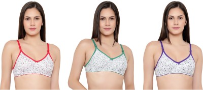 VERMILION Vermilion Cotton Blend Non-Padded Non-Wired Printed Bra for Women's and Girl Women T-Shirt Non Padded Bra(Green, Red, Purple)