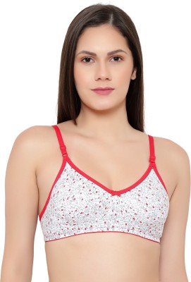 VERMILION Vermilion Cotton Blend Non-Padded Non-Wired Printed Bra for Women's and Girl Women T-Shirt Non Padded Bra(Red)