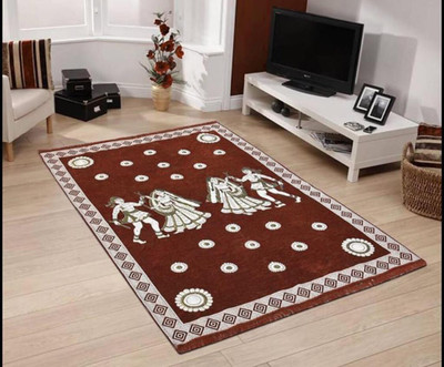 satalhome Brown Chenille Carpet(5 ft,  X 7 ft, Rectangle)