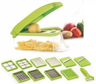 LAKSH FASHION 12 in 1 Multipurpose Vegetable and Fruit Chopper Cutter for Home Kitchen, Fruit Grater Slicer Dicer, Chipper, Peeler, Hand Chipper - All in One (Heavy Stainless Steel Blades) (JUMBO SIZE) Vegetable & Fruit Grater & Slicer(1)