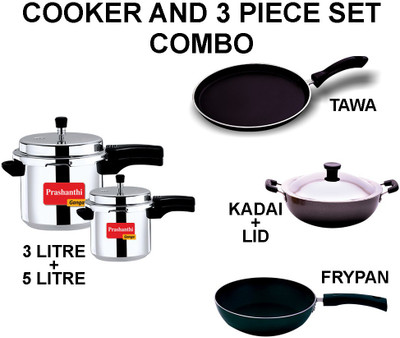 Prashanthi Ganga Non-Stick Coated Cookware Set(Aluminium, 6 - Piece)