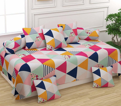 Decent Home Cotton Abstract Diwan Set(Multicolor)