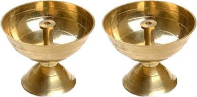 Antique collection Brass (Pack of 2) Table Diya Set(Height: 1.6 inch)