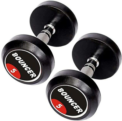 sportsistic SET of 5KG X 2 Premium Quality Rubber Professional Bouncer Fixed Weight Dumbbell(10 kg)