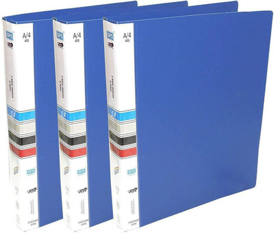 canoff Polypropylene Ring Binder File, 2D A4 Size Tough & Durable A4 Size Ring Binder Board File - Pack(Set Of 3, Blue)