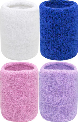 Neska Moda Cotton Wrist Band Fitness Band(White, Blue, Pink, Purple, Pack of 4)