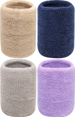 Neska Moda Cotton Wrist Band Fitness Band(Beige, Blue, Grey, Purple, Pack of 4)