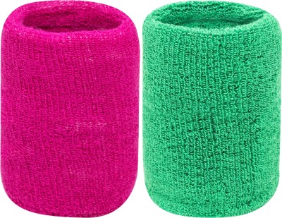 Neska Moda Cotton Wrist Band Fitness Band(Pink, Green, Pack of 2)