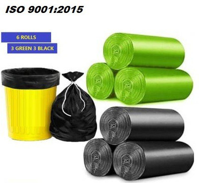 Vruta garbage bags size 19 X 21 Pack of 6 Mulicolor sets of ( BLACK AND GREEN ) Medium 13 L Garbage Bag Pack Of 180(180Bag )