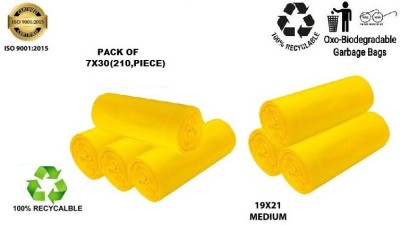 VAANIFORMATION Yellow Biodegradable Garbage Bag/dustbin Bag for home19x21packof 7 Roll(210 Bag) Medium 12 L Garbage Bag  Pack Of 210(210Bag )