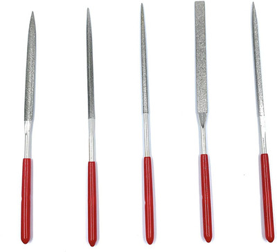 fozti Diamond Coated Needle File Set of 5 with Soft PVC Grip 140mm Multipurpose for Filing, Shaping on Gold, Silver, Metals, Wax, Wood, Glass Jewellery Making, Model Making, Hobby Arts & Crafts DIY Combination Chisel Set
