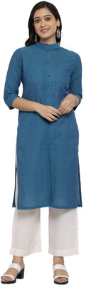 Aarsha Women Solid Straight Kurta(Blue)