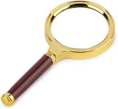 FIDDLERZ Magnifying Glass 70mm Diameter Magnifier Vintage Handheld With Detachable Handle for Reading Maps Crossword Puzzle Engravings For Gifting - Gold 10X Reading Glass(Gold, Brown)