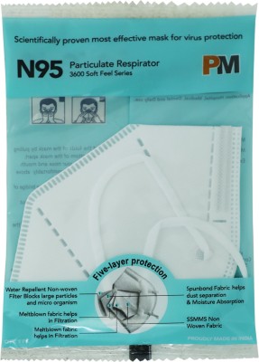 PM N95 Mask(White, Free Size, Pack of 1)