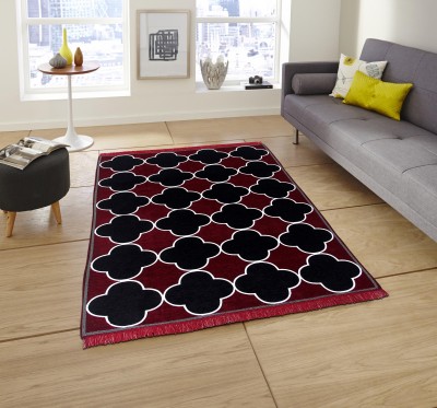 Linen Basics Velvet Floor Mat(Maroon, Large)