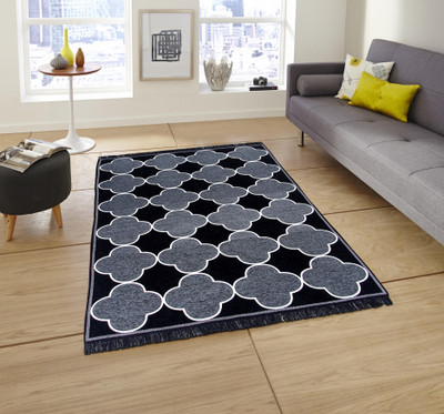 Linen Basics Velvet Floor Mat(Grey, Black, Large)