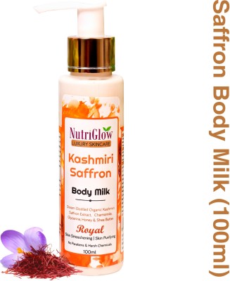 NutriGlow Luxury Skincare Kashmiri Saffron Body Milk, instant skin smoothing (100ml)(100 ml)