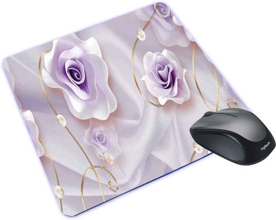 Shreysam Flower Printed Rectangular Mouse Pad MPD038 Non Slip Base Mousepad(Multicolor)