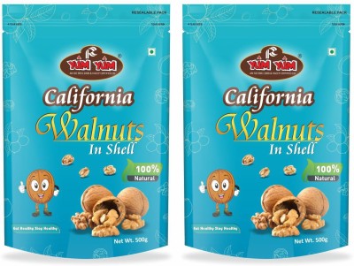 YUM YUM Jumbo California Inshell Walnuts (Akhrot) 1kg (Pack of 2-500g Each) Walnuts(2 x 0.5 kg)