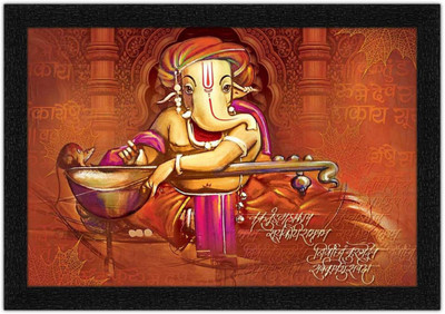 Bhawana Creation VEENA GANESH JI 3 Digital Reprint 8 inch x 10 inch Painting(Without Frame)
