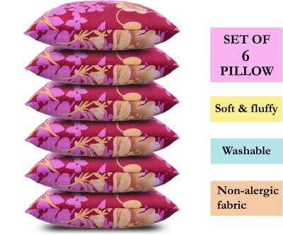 corious Microfibre Abstract Sleeping Pillow Pack of 6(Pink)