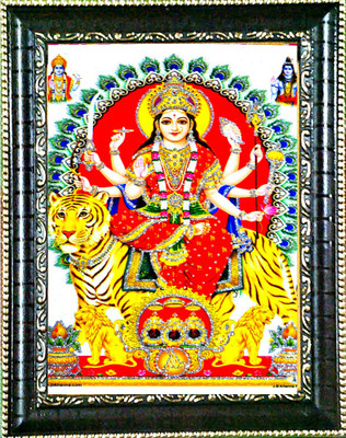 SUNINOW DURGA MAA WITH SHIV JI AND VISHNU JI Religious Frame