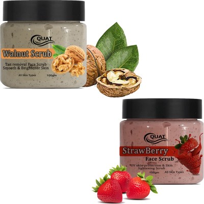 QUAT Walnut + Strawberry Face Scrub COMBO for skin Smooth & Brightener Scrub(200 g)